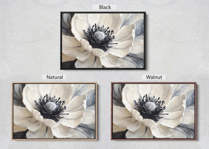 Flower Painting, Black White Flower, Contemporary Art
