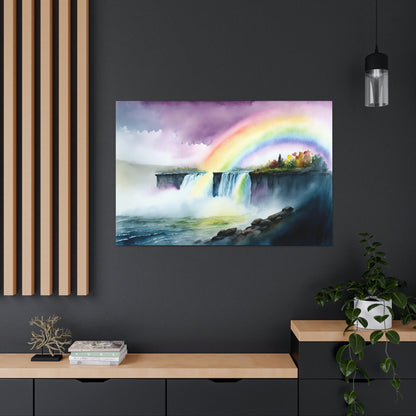 Watercolor Rainbow Waterfall Canvas Art Ready To Hang Large Print