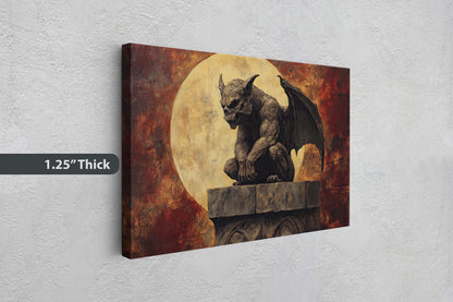 Gargoyle Night, Moon Gargoyle, Full Moon, Creepy Art, Gothic Halloween, Dark Academia, Dark Arts