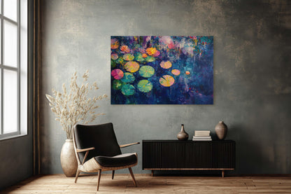 Water Lily Painting, Lily Pad Art, Contemporary Pond, Abstract Lily Pad