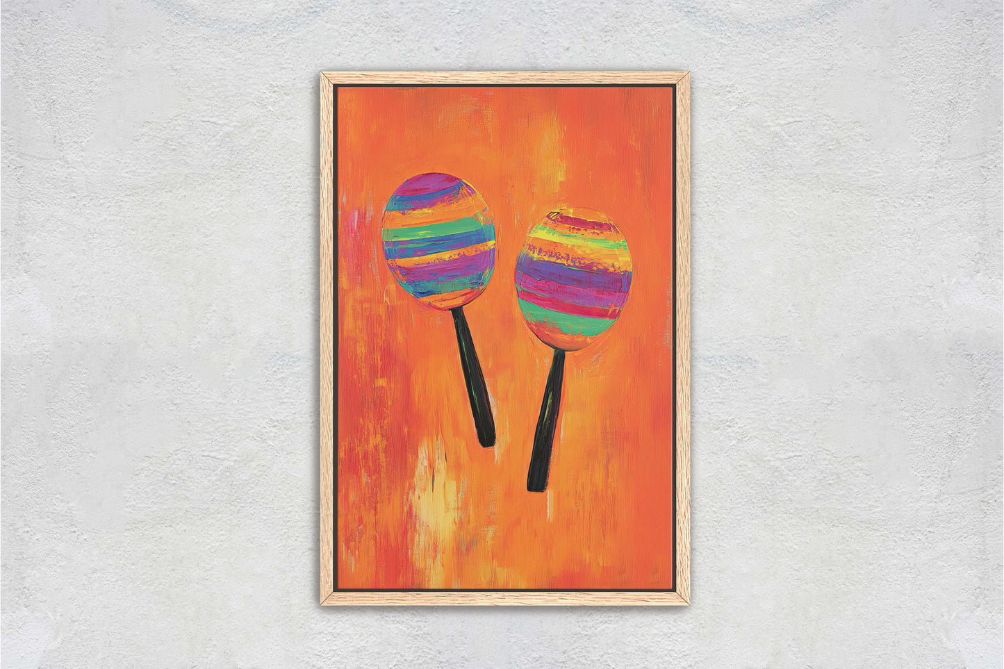 Maracas Art, Mexican Decor, Orange Decor, Southwester Art