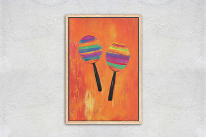 Maracas Art, Mexican Decor, Orange Decor, Southwester Art