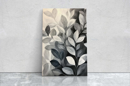 Black White Leaves, Leaf Painting, Contemporary Art