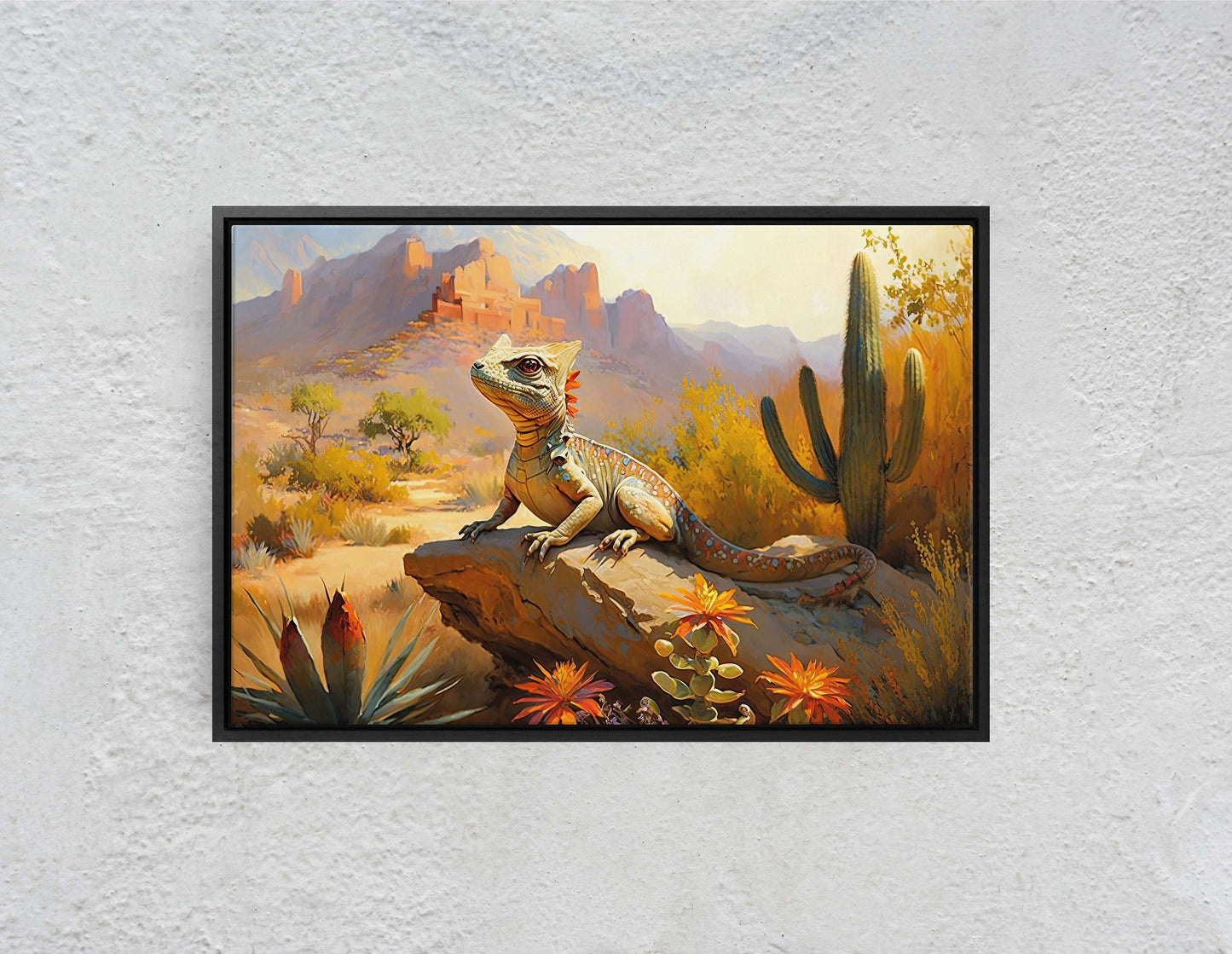 Lizard Desert, Iguana Decor, Reptile Print, Desert Decor, Southwestern Art, Desert Landscape, Ready to Hang