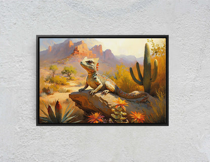 Lizard Desert, Iguana Decor, Reptile Print, Desert Decor, Southwestern Art, Desert Landscape, Ready to Hang