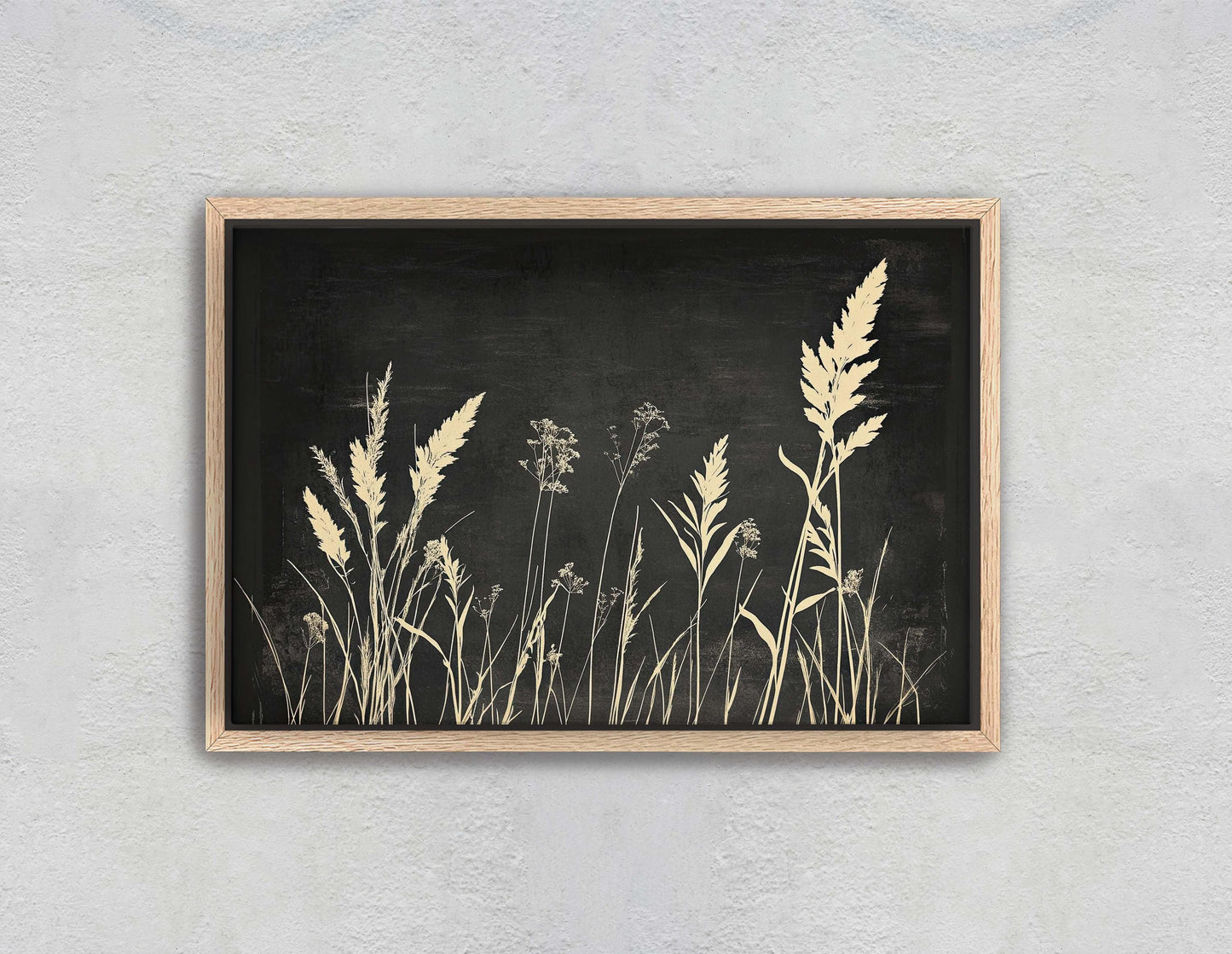 Grass Field Painting, Black and White, Wild Grass Art, Minimalist Art