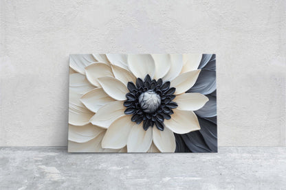Flower Painting, Black White Floral, Contemporary Art