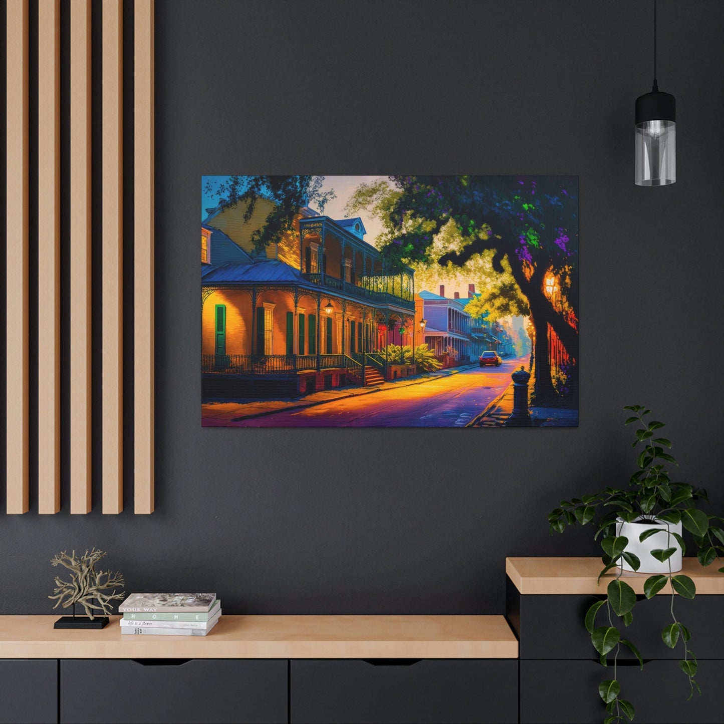 New Orleans Canvas Art Ready To Hang Large Print, Painting, Bright colors, Surreal, Sunset, Sunrise