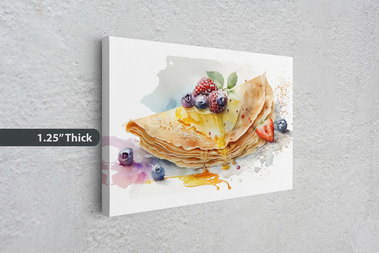 Crepes, French Pastry, Ready To Hang, Large Print, Watercolor Painting, Dining Room, Kitchen Art, Restaurant Art, Bakery, Breakfast Art