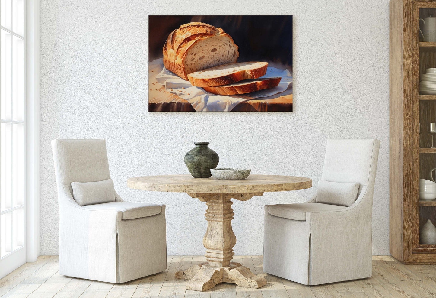 Bread Painting, Still Life, Loaf of Bread, Kitchen Decor, Dining Room Decor, Bakery Art, Baker Decor, Canvas Art Print, Ready to Hang