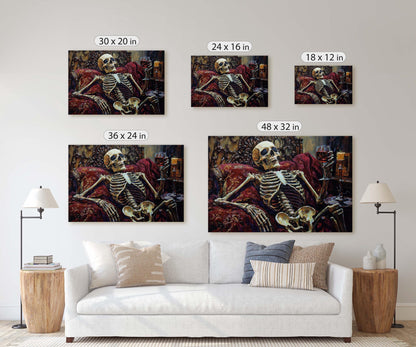 To Death, Skeleton Wine, Lounging Skeleton, Creepy Art, Gothic Halloween, Dark Academia, Dark Arts