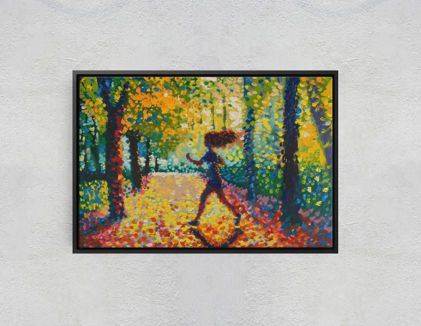 Running Painting,Park Art, Pointillism, Womens Sports, Girls Sports, Track and Field, Athlete Art, Sports Decor,Women Track