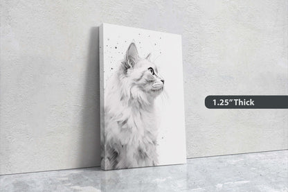 White Cat Portrait, Black and white cat, Feline Profile, Cat lover, Framed Canvas, Cat photography