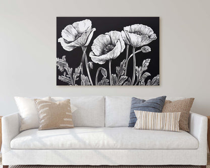 Black White Poppies, Poppy Flowers, Poppies Painting