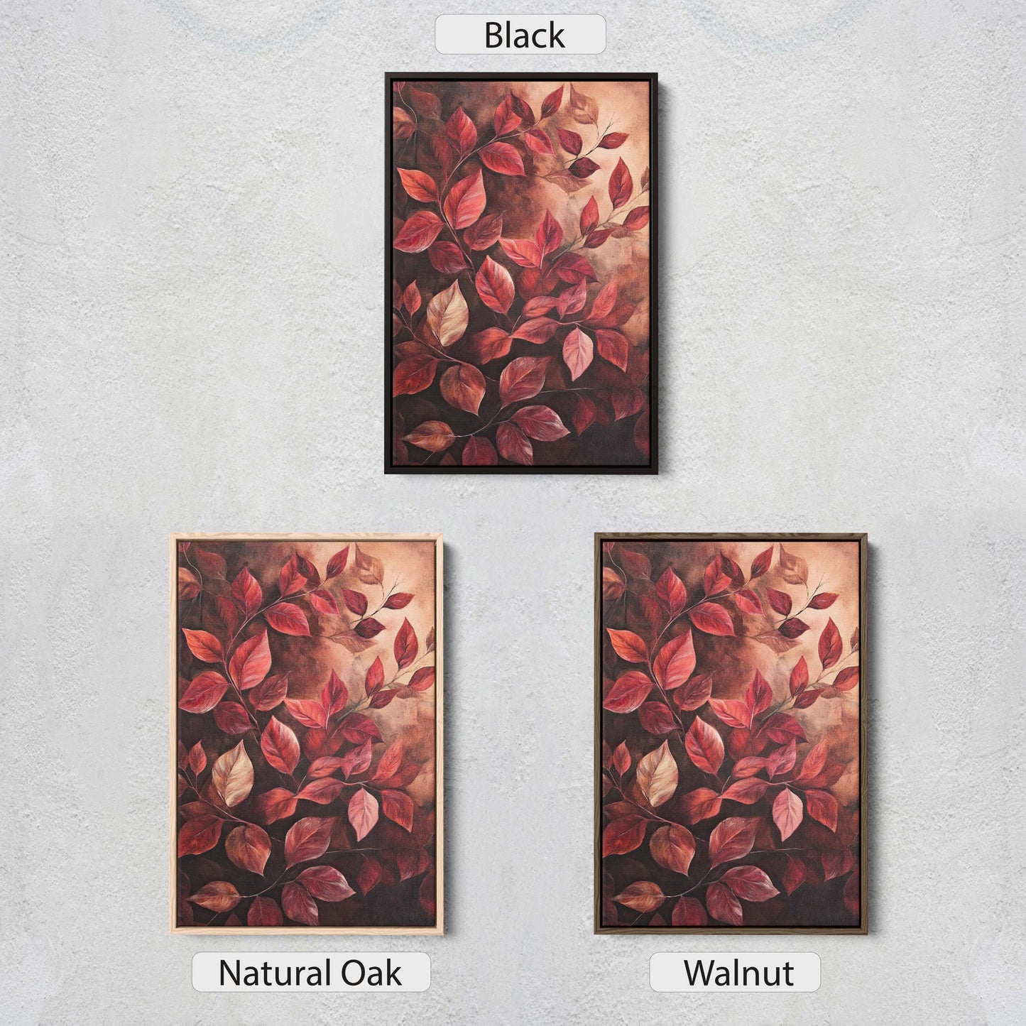 Leaves In Autumn, Red Burgundy Hues, Contemporary Leaves