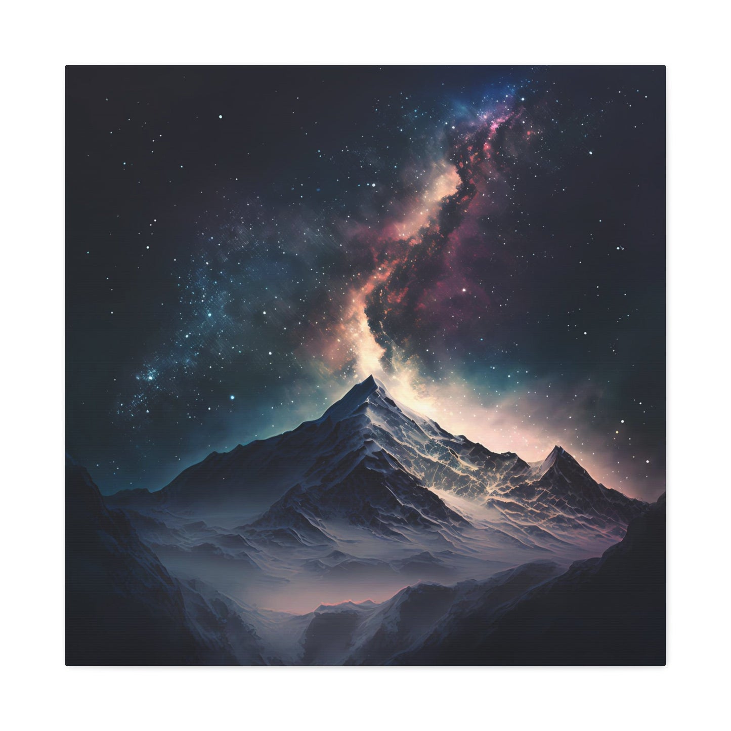 Milky Way Galaxy Mountain Range Painting Stretched Canvas Art