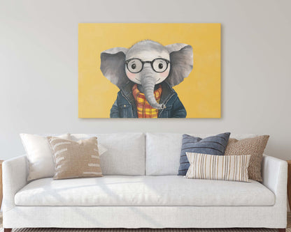 Hipster Elephant, Pop Art, Modern Decor, Street Art, Animal Art, Unique Art, Kids Room, Boys Room, Girls Room