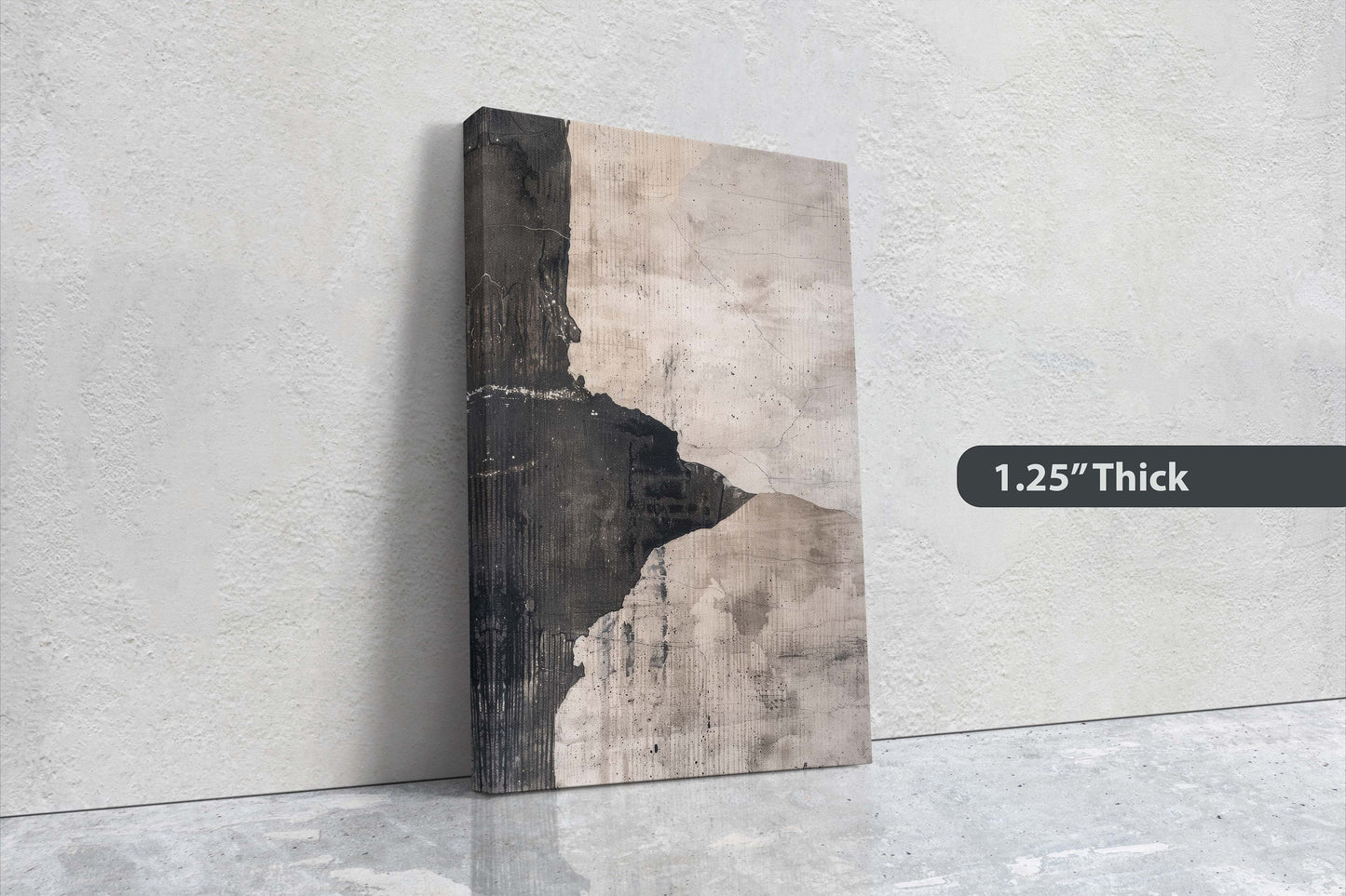 Wabi Sabi Artwork, Minimalist Texture, Neutral Tones, Black and White, Extra Large Print, Framed Canvas, Abstract, Texture