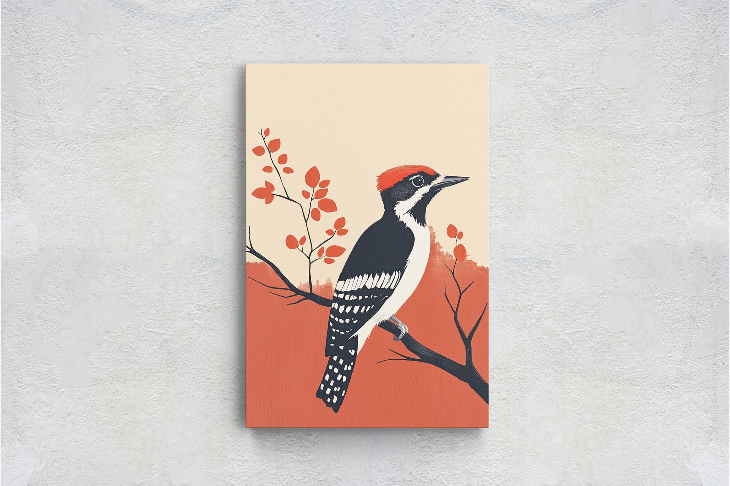 Woodpecker Art, Contemporary Print, Abstract Bird