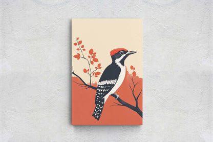 Woodpecker Art, Contemporary Print, Abstract Bird