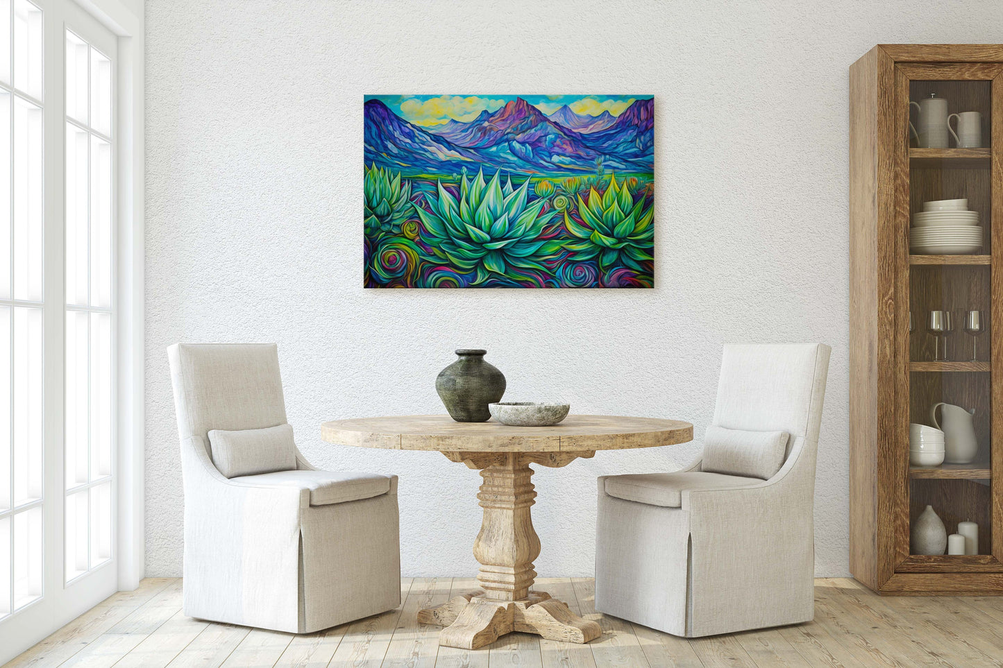 Southwestern Painting, Desert Decor, Agave Art, Framed Canvas, Large Print, Landscape Painting