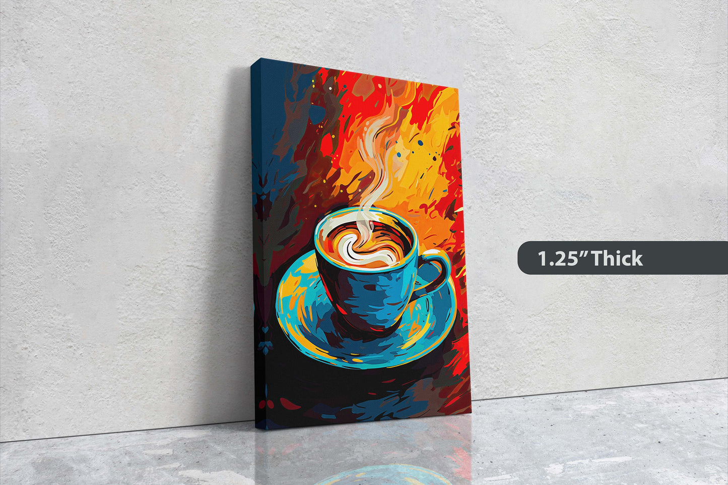 Coffee Art, Latte Painting, Pop Art, Modern Contemporary, Colorful Vivid, Abstract Representative, Framed Canvas, Large Art print