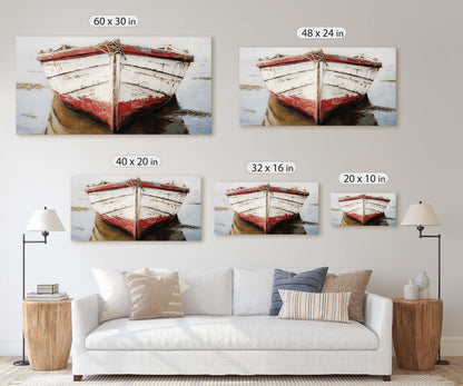 Red Boat, Beach House, Ship Art, Coastal Art, Vacation Home, Nautical Art