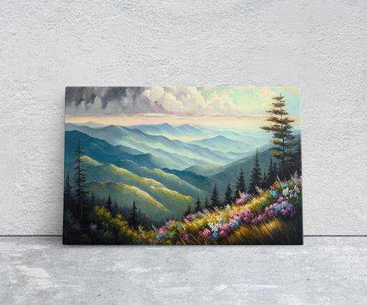 Great Smoky Mountains Canvas Art Ready To Hang Large Print, Oil Painting, Landscape