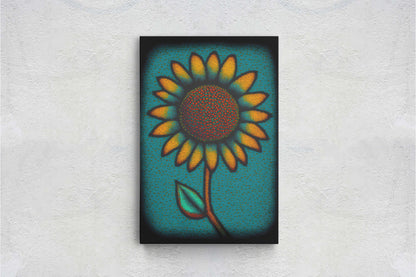 Sunflower, Abstract, Pointillism, Flower Decor, Large Print, Ready To hang, Farmhouse, Farm, Vertical Print, Modern Art, Contemporary