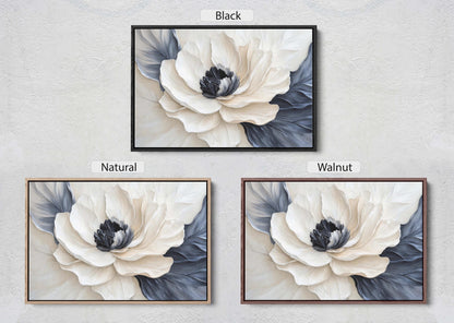 Flower Painting, Black White Floral, Contemporary Art