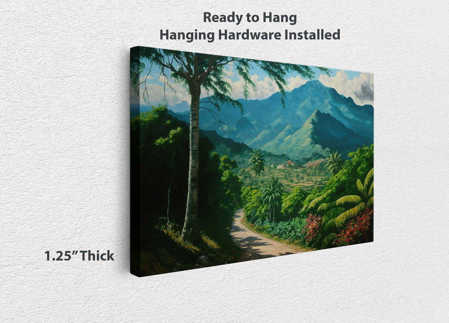 Blue Mountains Jamaica Canvas Art Ready To Hang Large Print, Oil Painting, Landscape