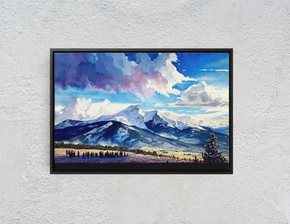 Big Sky Montana, Canvas Art, Ready To Hang, Large Print, Landscape Painting, Dramatic Landscape, Mountain Range, Blue sky mountain,