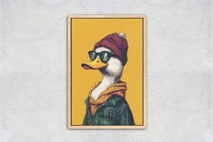 Hipster Duck, Pop Art, Modern Decor, Street Art, Framed Print, Animal Art, Unique Art, Animal Sunglasses, Kids Room, Boys Room