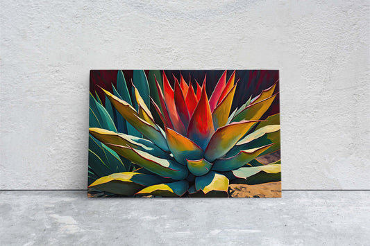 Agave Cactus Art, Modern Colorful, Plant Decor, Contemporary Art, Ready To Hang, Large Print, Landscape Painting