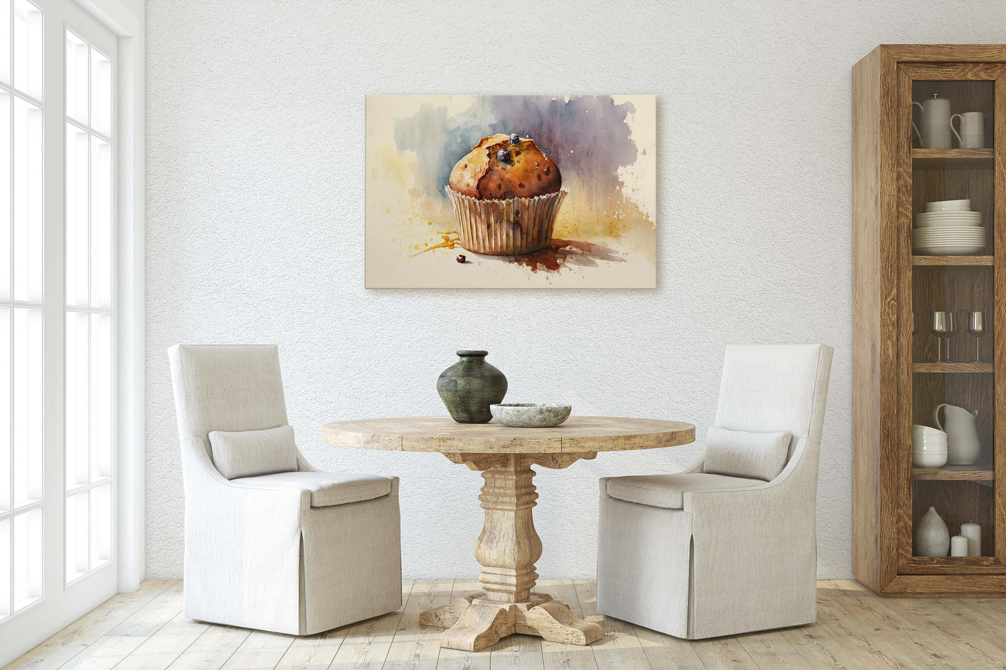 Muffin WaterColor, Pastry, Ready To Hang, Large Print, Watercolor Painting, Dining Room, Kitchen Art, Restaurant Art, Bakery, Dessert Art