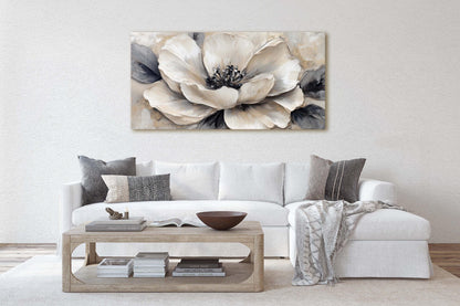 Black White Flower, Neutral Tones, Flower Painting