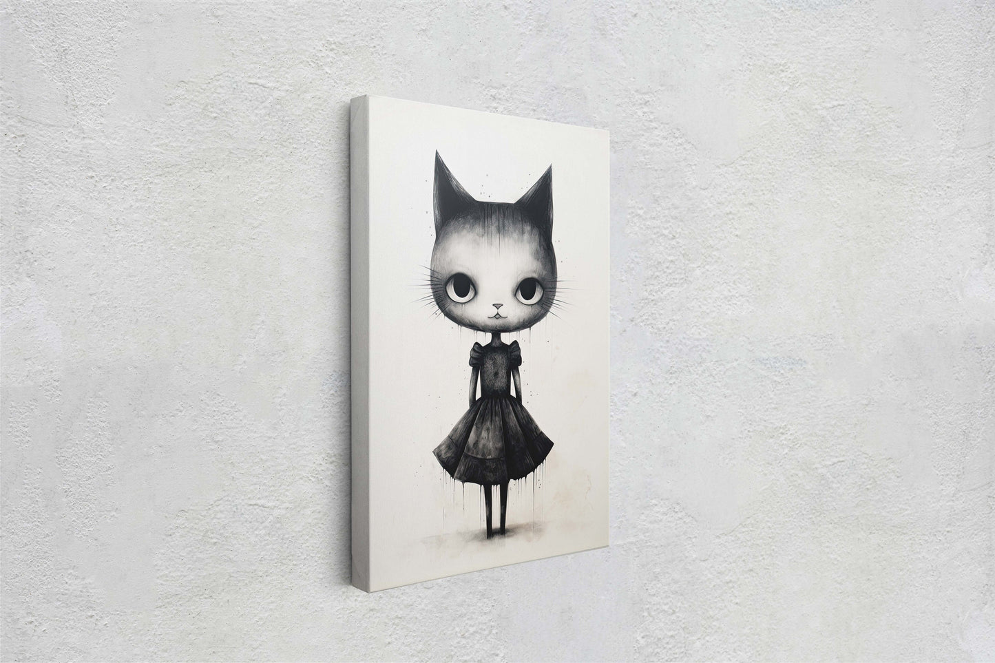 Black Cat Art, Black and White Cat, Cat Ink, Kitten Print, Graffiti, Street Art, Modern, Contemporary, Cute Kitten, Halloween