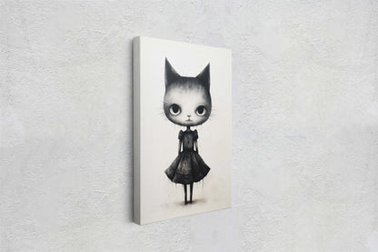 Black Cat Art, Black and White Cat, Cat Ink, Kitten Print, Graffiti, Street Art, Modern, Contemporary, Cute Kitten, Halloween