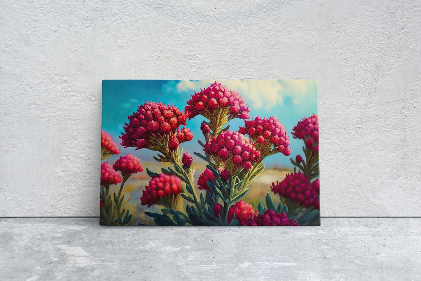 Cockscomb ,Red Wildflowers, Pink Flowers, Celosia Flowers, Ready To Hang, Large Print, Landscape Painting