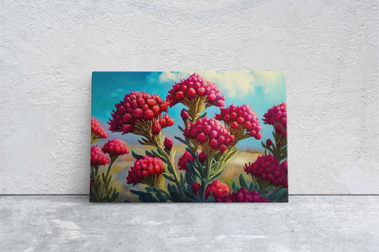 Cockscomb ,Red Wildflowers, Pink Flowers, Celosia Flowers, Ready To Hang, Large Print, Landscape Painting
