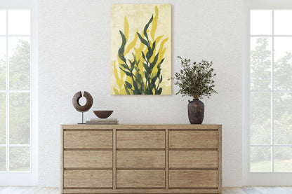 Modern Seaweed Art, Contemporary Plant, Green Botanical