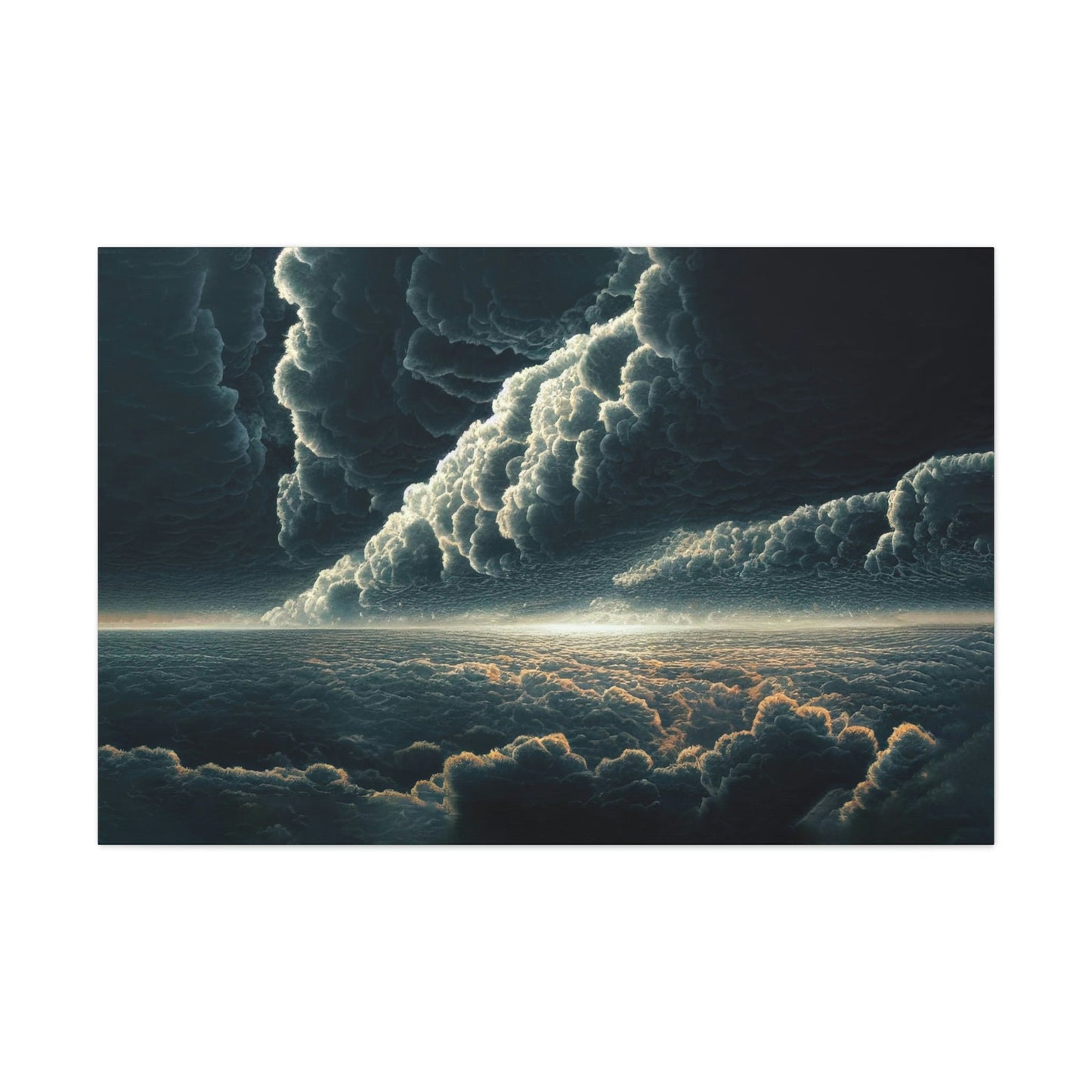 Ocean Storm, Sky is FallingCanvas Art Ready To Hang Large Print, Oil Painting, Landscape, Dark Gloomy, Dramatic