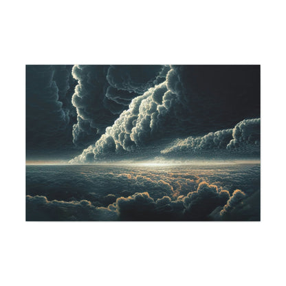 Ocean Storm, Sky is FallingCanvas Art Ready To Hang Large Print, Oil Painting, Landscape, Dark Gloomy, Dramatic