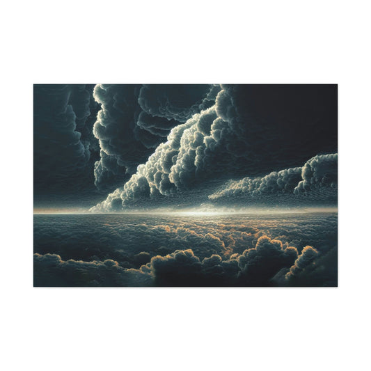 Ocean Storm, Sky is FallingCanvas Art Ready To Hang Large Print, Oil Painting, Landscape, Dark Gloomy, Dramatic