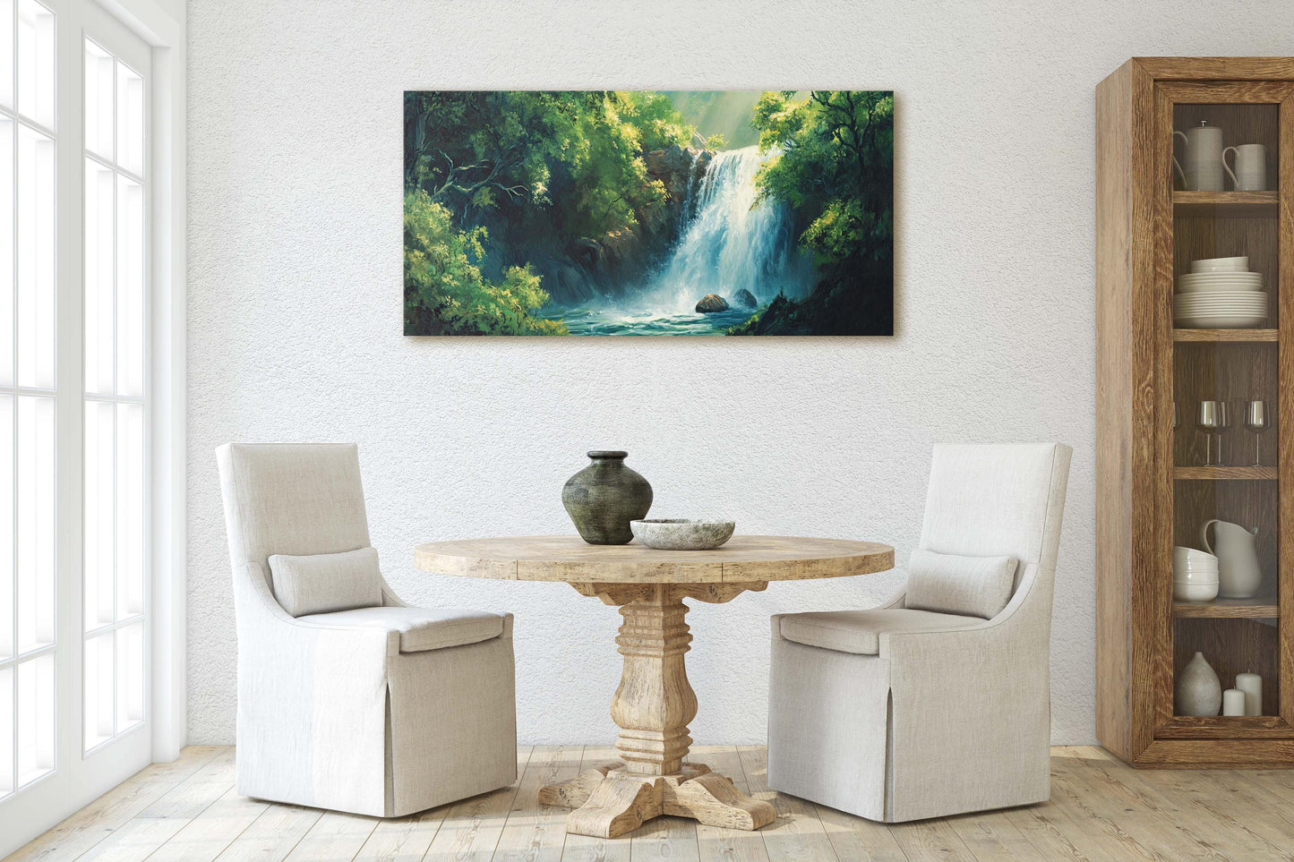 Waterfall Painting, Forest Waterfall, Nature Painting