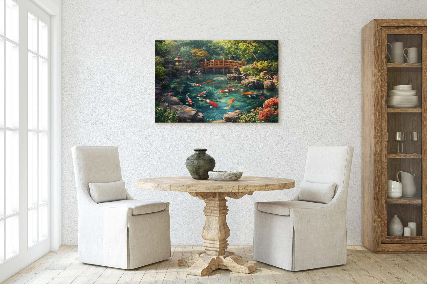 Koi Pond, Serene Koi, Japanese Art, Asia Decor