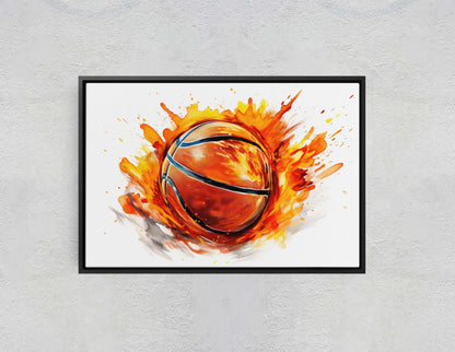 Basketball Painting, Sports Decor, Athlete Art, Framed Canvas, Large print, Kids Room, Boys Room, Gift For Him, Husband Gift, Dad Gift