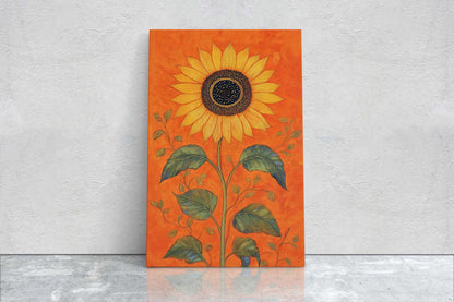 Orange Sunflower Painting, Contemporary Art, Living Room