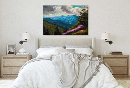 Smoky Mountains, Canvas Art, Ready To Hang, Large Print, Landscape Painting, National Park