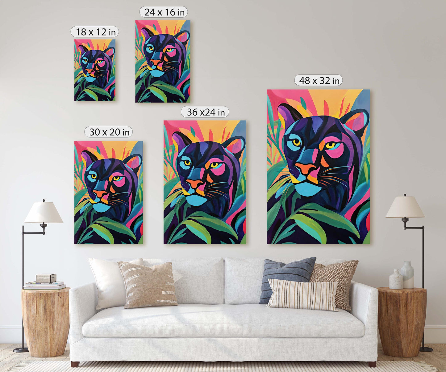Abstract Panther Art, Modern Panther, Matisse Inspired, Pop Art